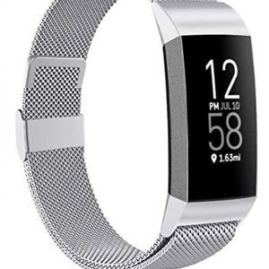 NWT Sm Fitbit StainlessSteel Metal Mesh Replacement magnetic band for Charge 3/4